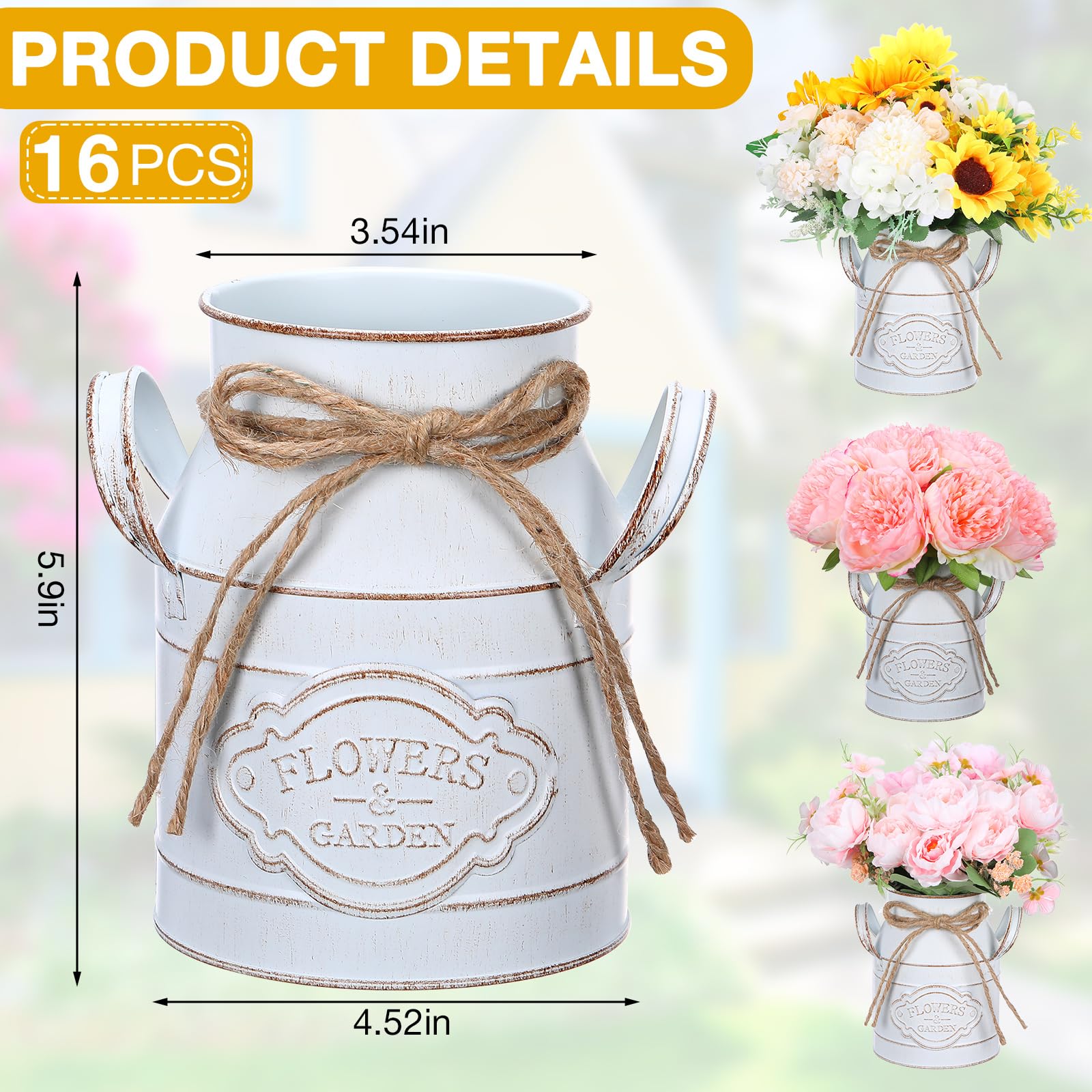 Amazon.com: Roshtia 16 Pcs 6 Inch Metal Milk Can Jug Bulk Vintage